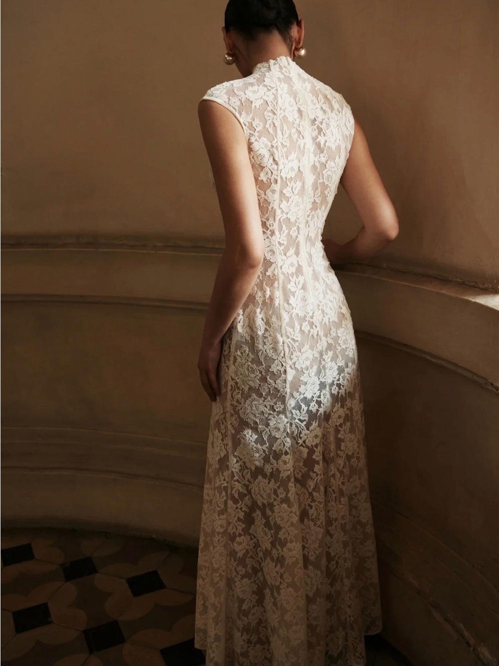 Huong Sloane Dress, Ivory Maxi Lace Dress - Picture 4 of 7